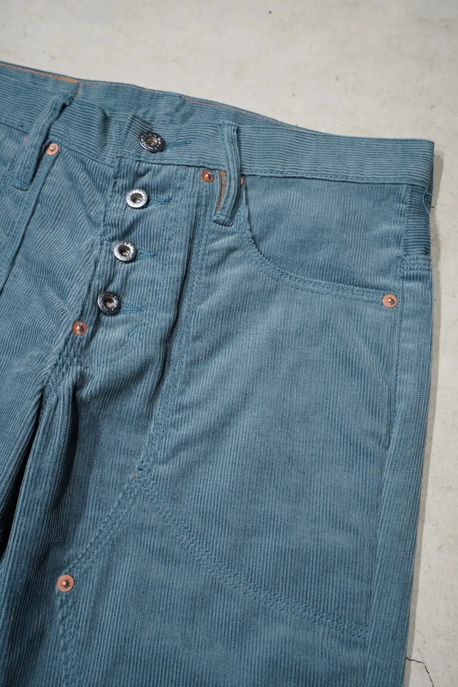 SUGARHILL CORDUROY BELL BOTTOM DEMIN PANTS (BLUE)