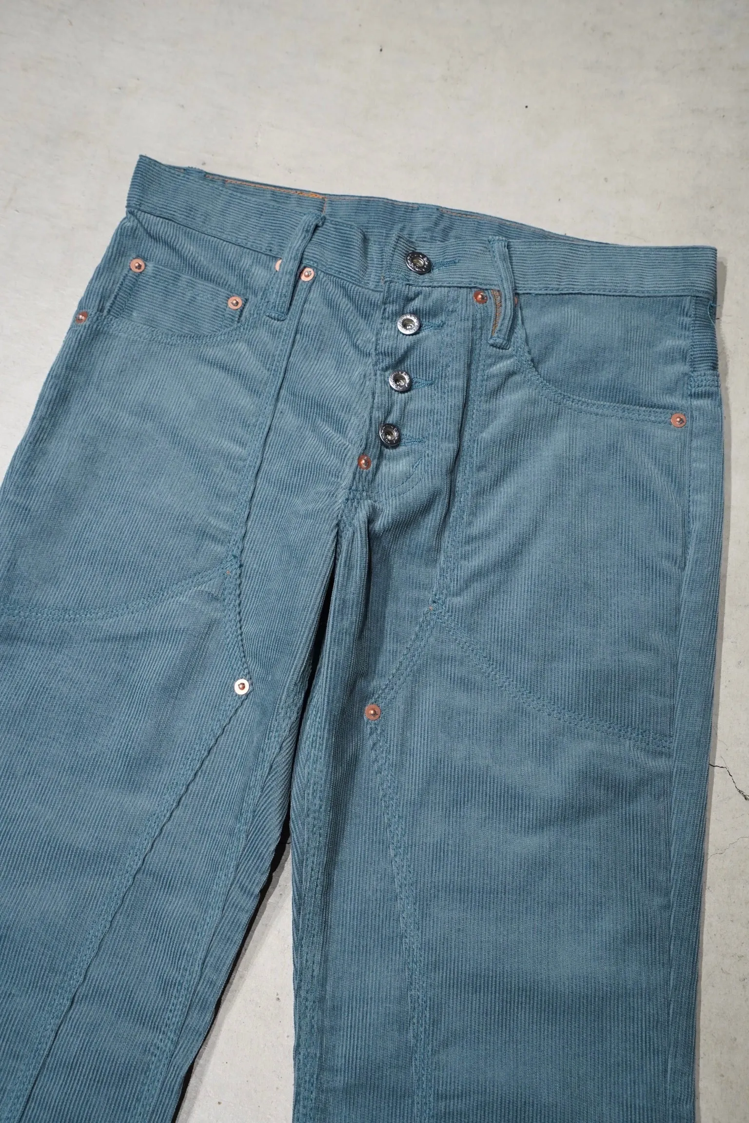 SUGARHILL CORDUROY BELL BOTTOM DEMIN PANTS (BLUE)