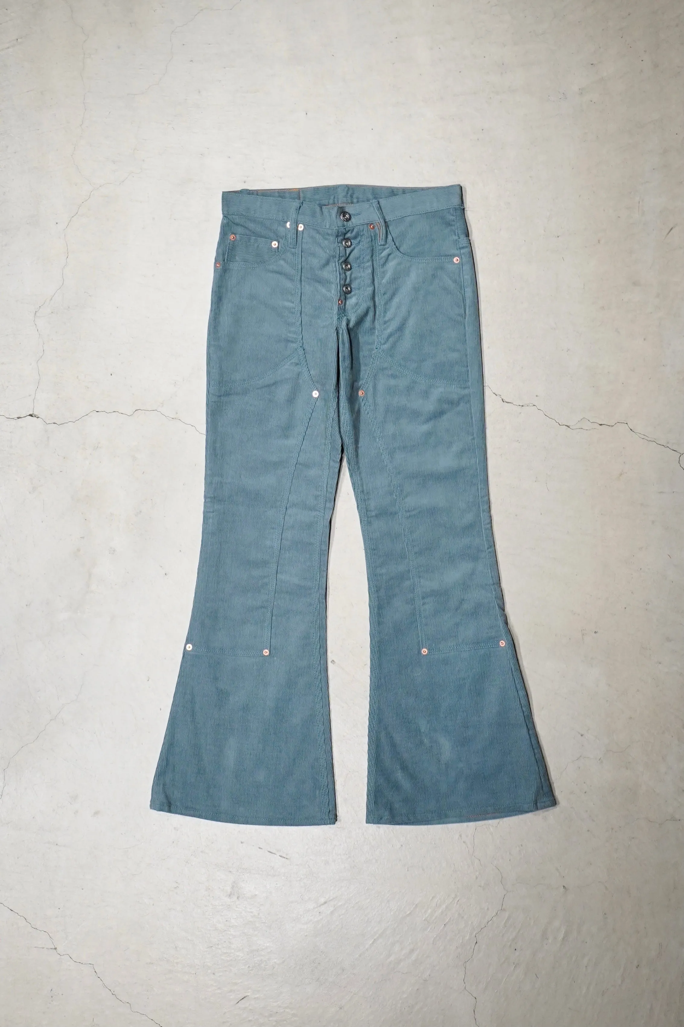 SUGARHILL CORDUROY BELL BOTTOM DEMIN PANTS (BLUE)