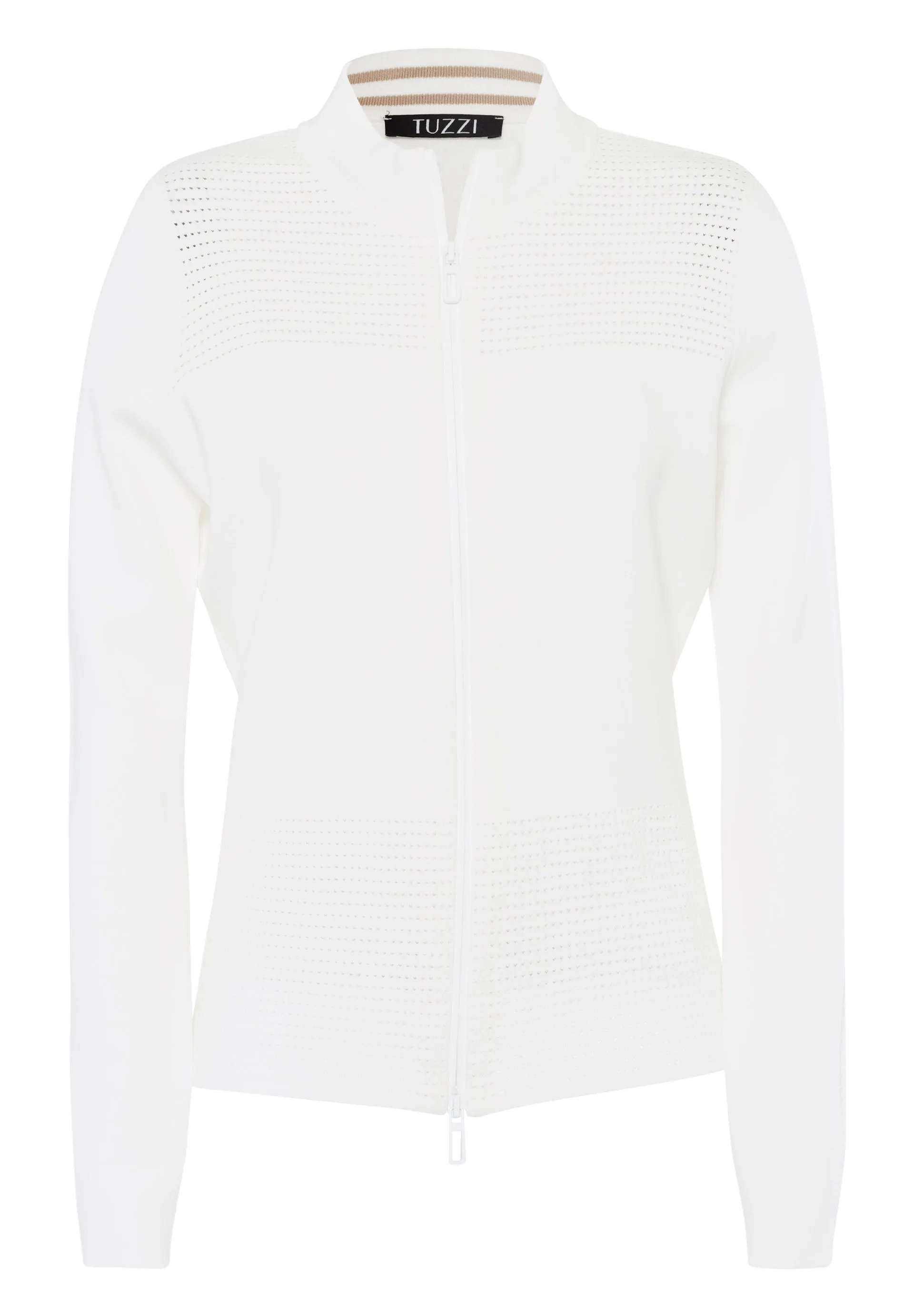 Tuzzi White Knitted Cardigan With Zipper
