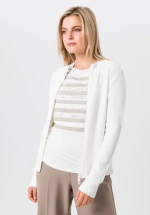 Tuzzi White Knitted Cardigan With Zipper
