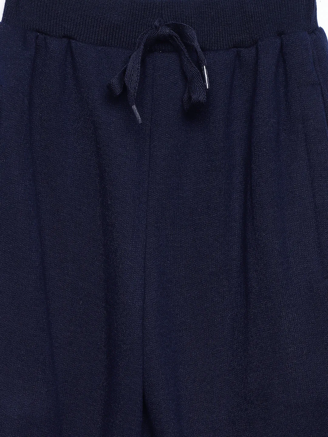 Vimal Jonney Navy Blue Solid Cotton Fleece Trackpant for Kids