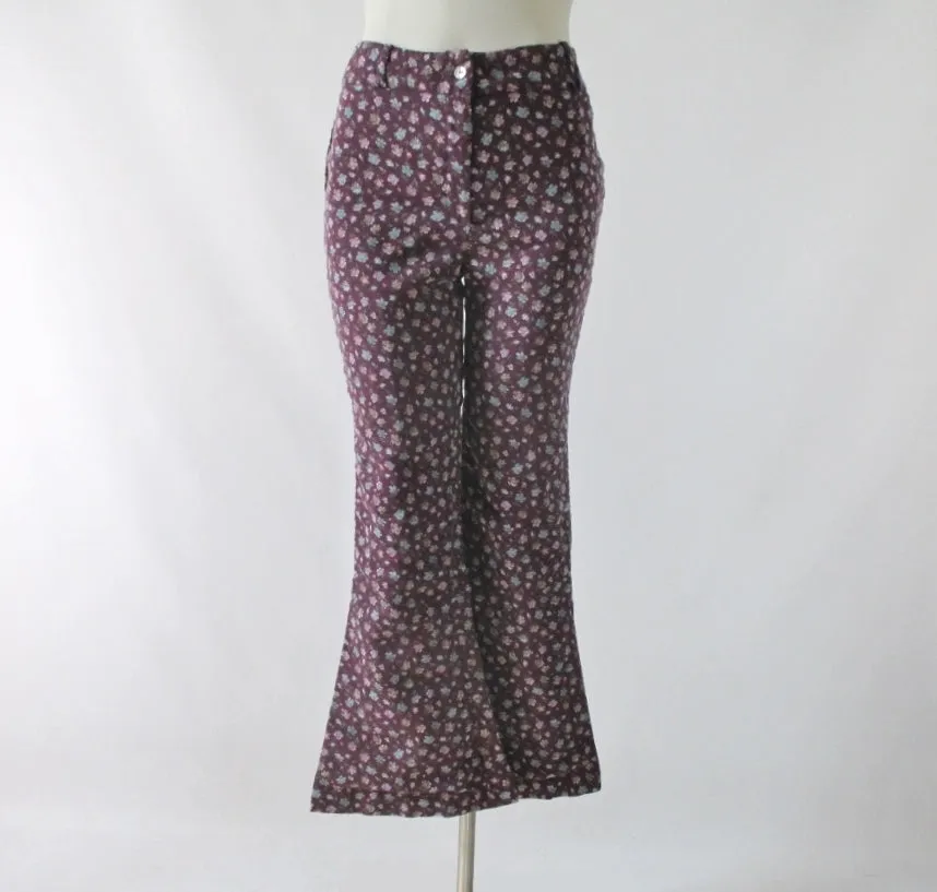 Vintage 70's Calico Cotton Bell Bottom Pants S