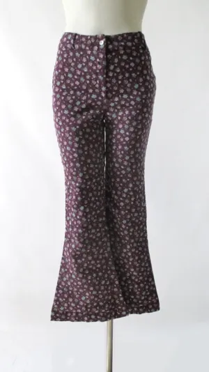 Vintage 70's Calico Cotton Bell Bottom Pants S