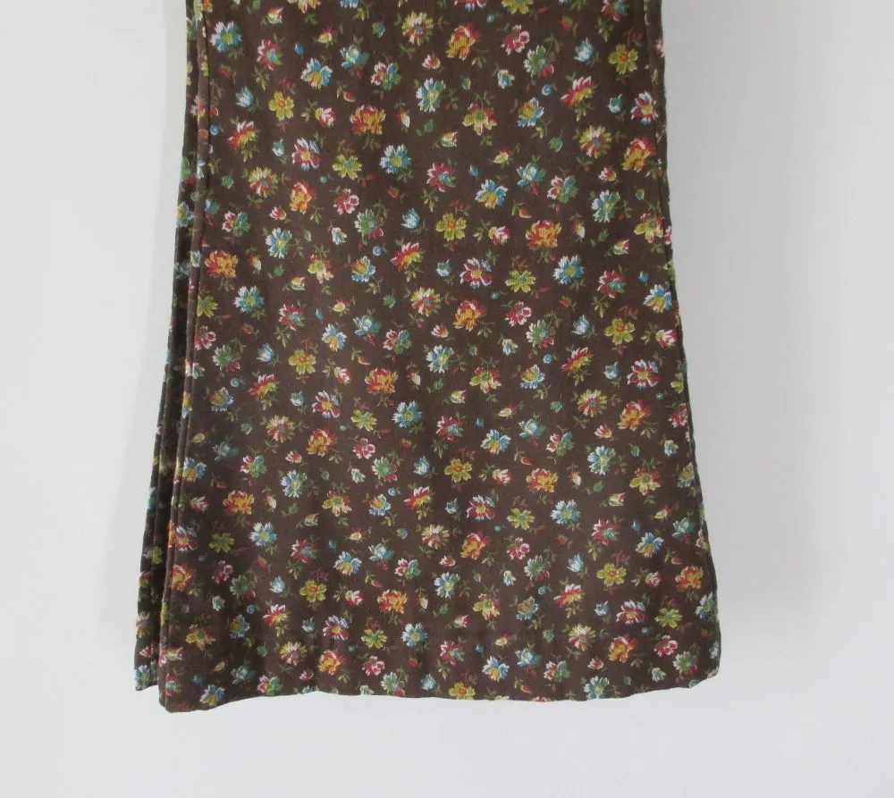 Vintage 70's Calico Flower Cotton Bell Bottom Pants S