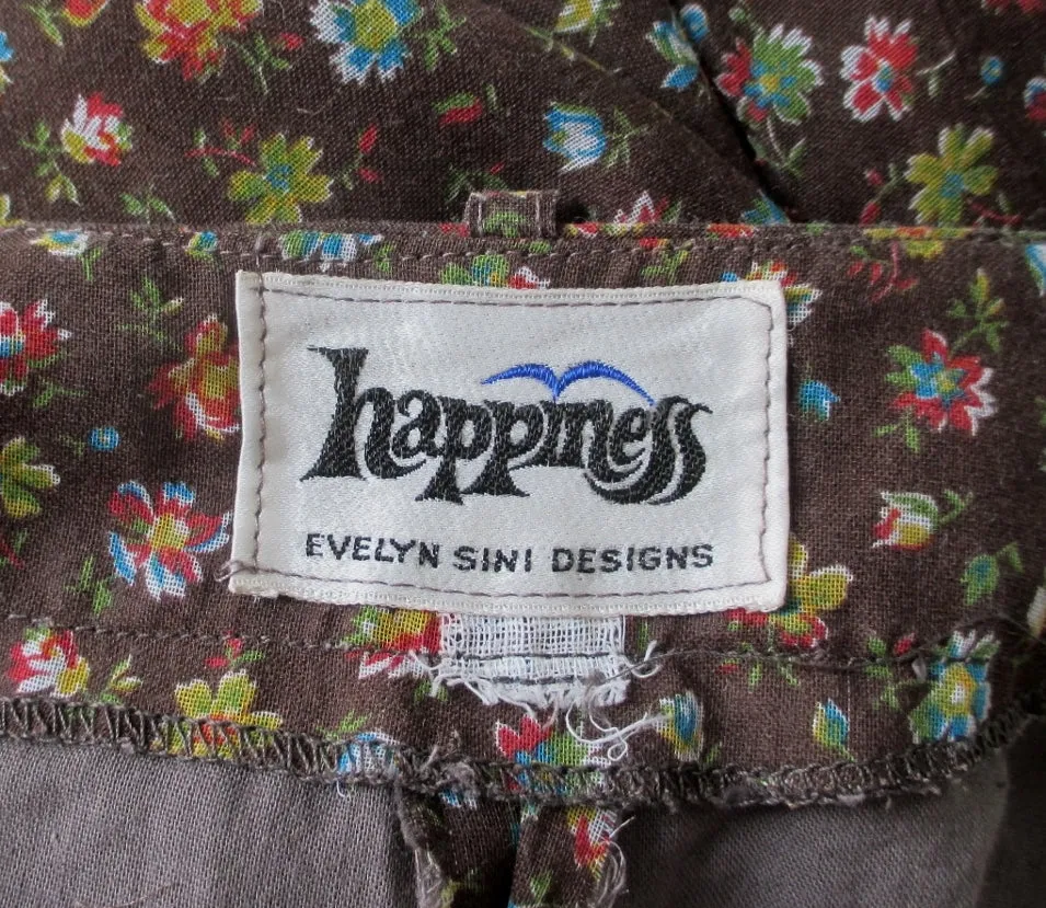 Vintage 70's Calico Flower Cotton Bell Bottom Pants S