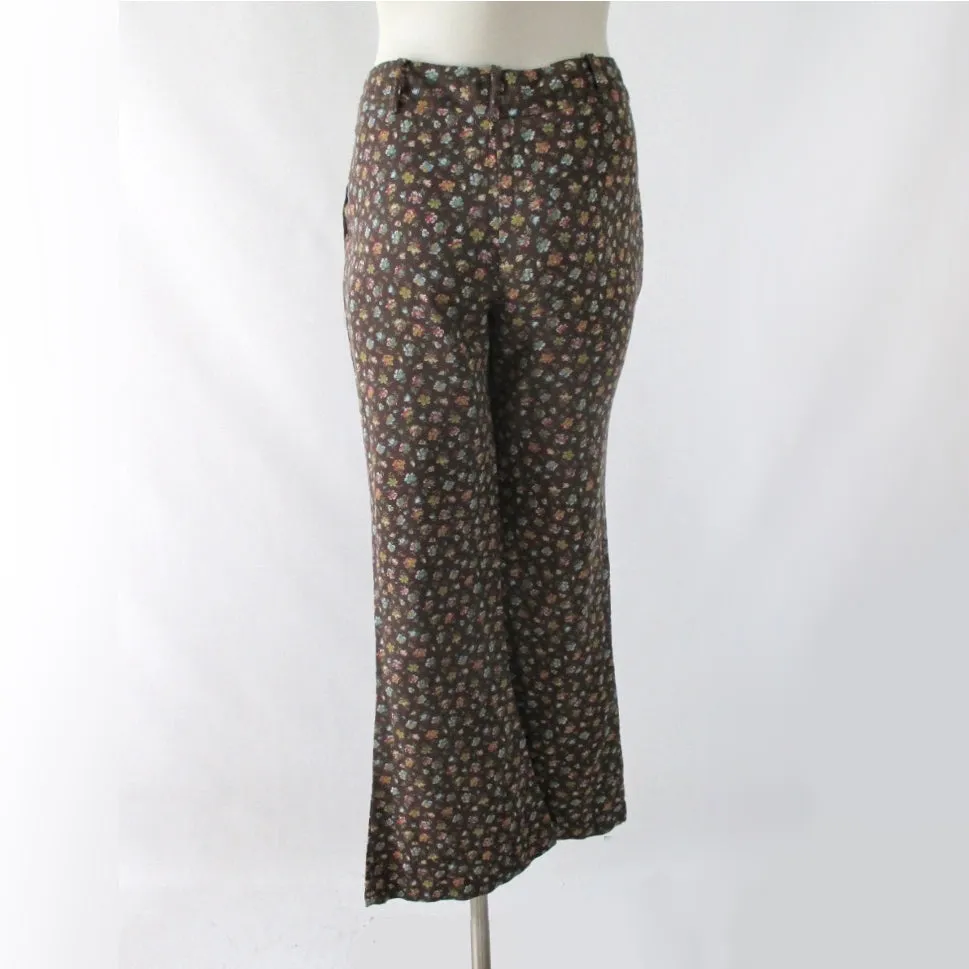 Vintage 70's Calico Flower Cotton Bell Bottom Pants S