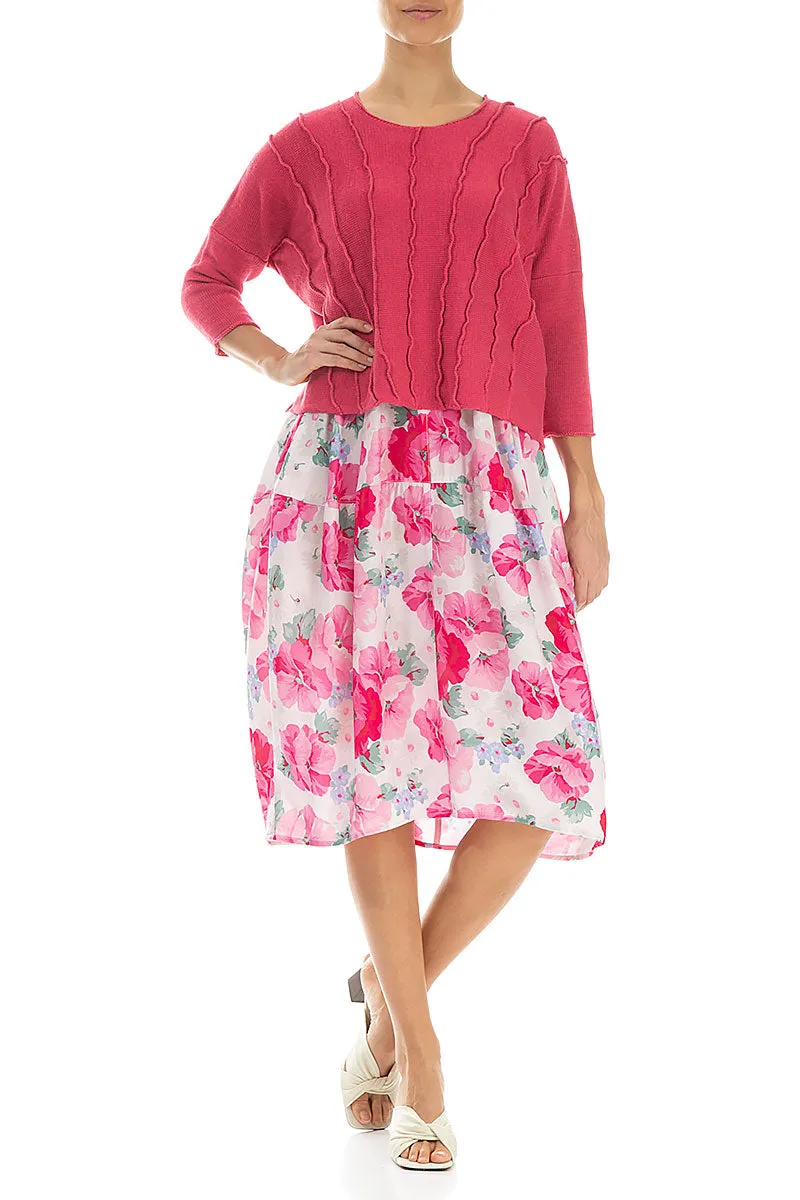 Wavy Stitch Raspberry Linen Jumper