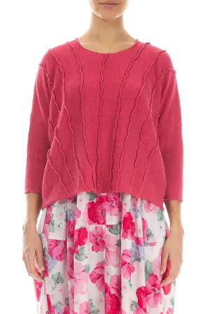 Wavy Stitch Raspberry Linen Jumper