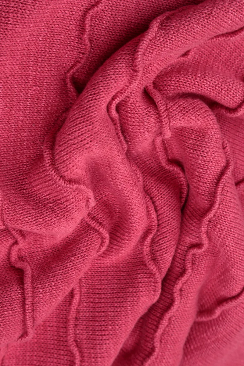 Wavy Stitch Raspberry Linen Jumper