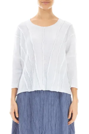 Wavy Stitch White Linen Jumper
