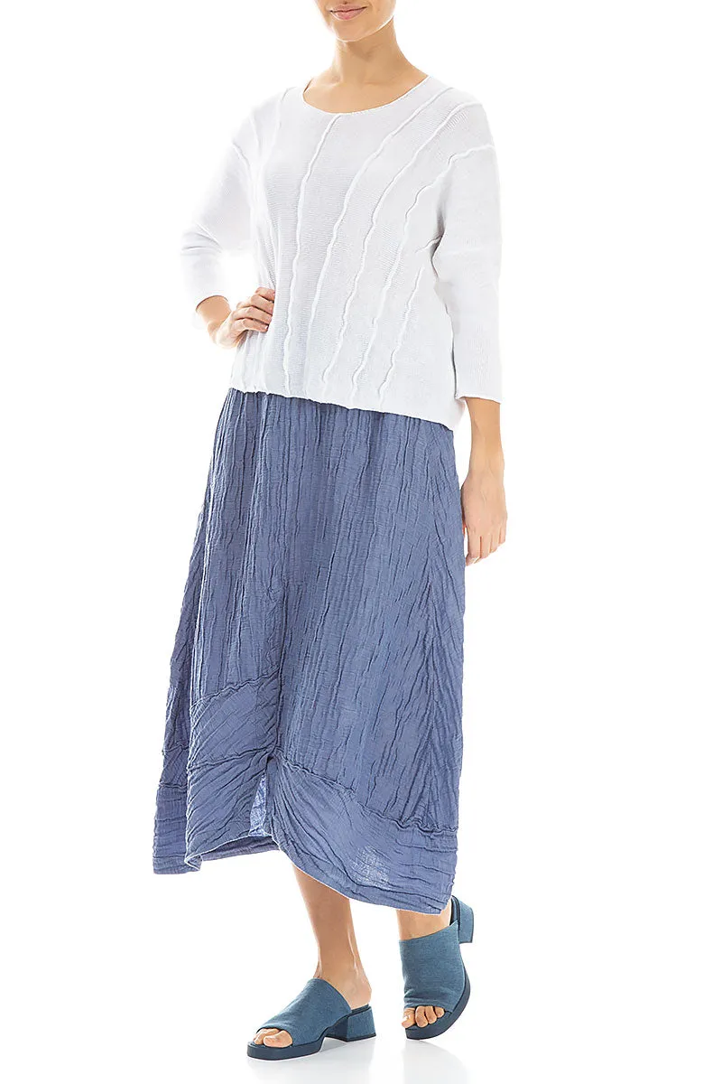 Wavy Stitch White Linen Jumper