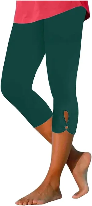 Womens Capris for Summer Dressy Cropped High Waist Yoga Pants Comfy Stretchy Leggings Workout Casual 2025 Trousers