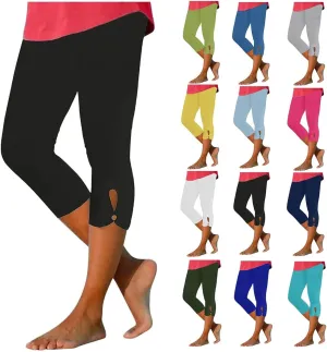 Womens Capris for Summer Dressy Cropped High Waist Yoga Pants Comfy Stretchy Leggings Workout Casual 2025 Trousers