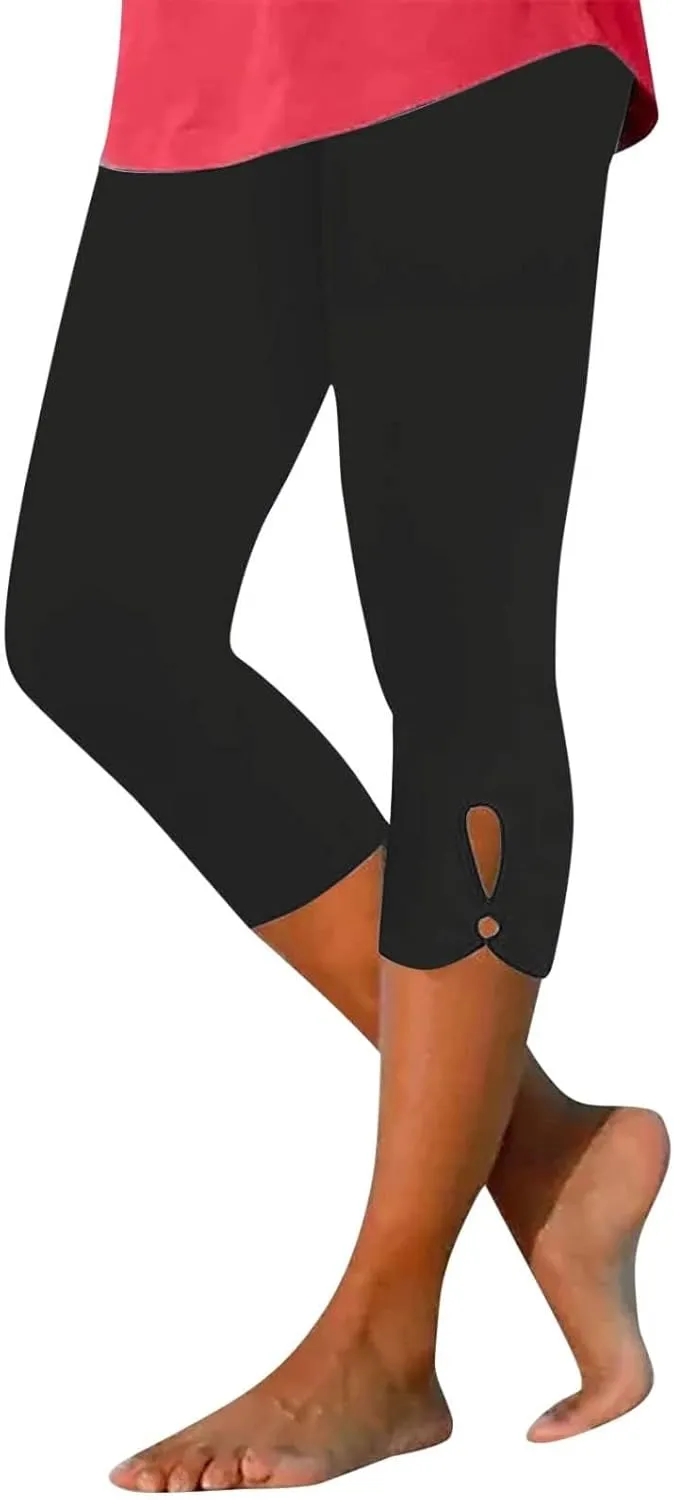 Womens Capris for Summer Dressy Cropped High Waist Yoga Pants Comfy Stretchy Leggings Workout Casual 2025 Trousers
