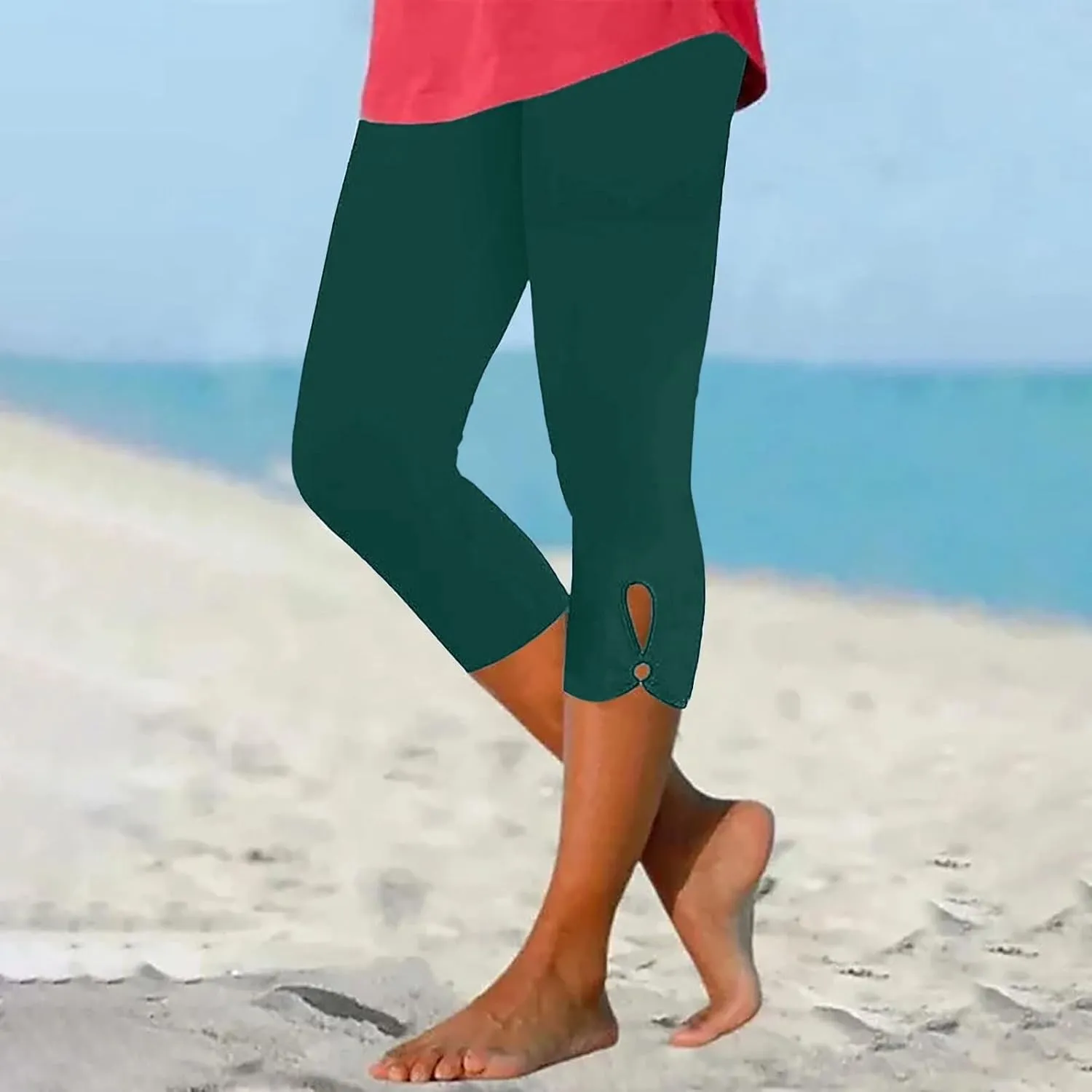Womens Capris for Summer Dressy Cropped High Waist Yoga Pants Comfy Stretchy Leggings Workout Casual 2025 Trousers