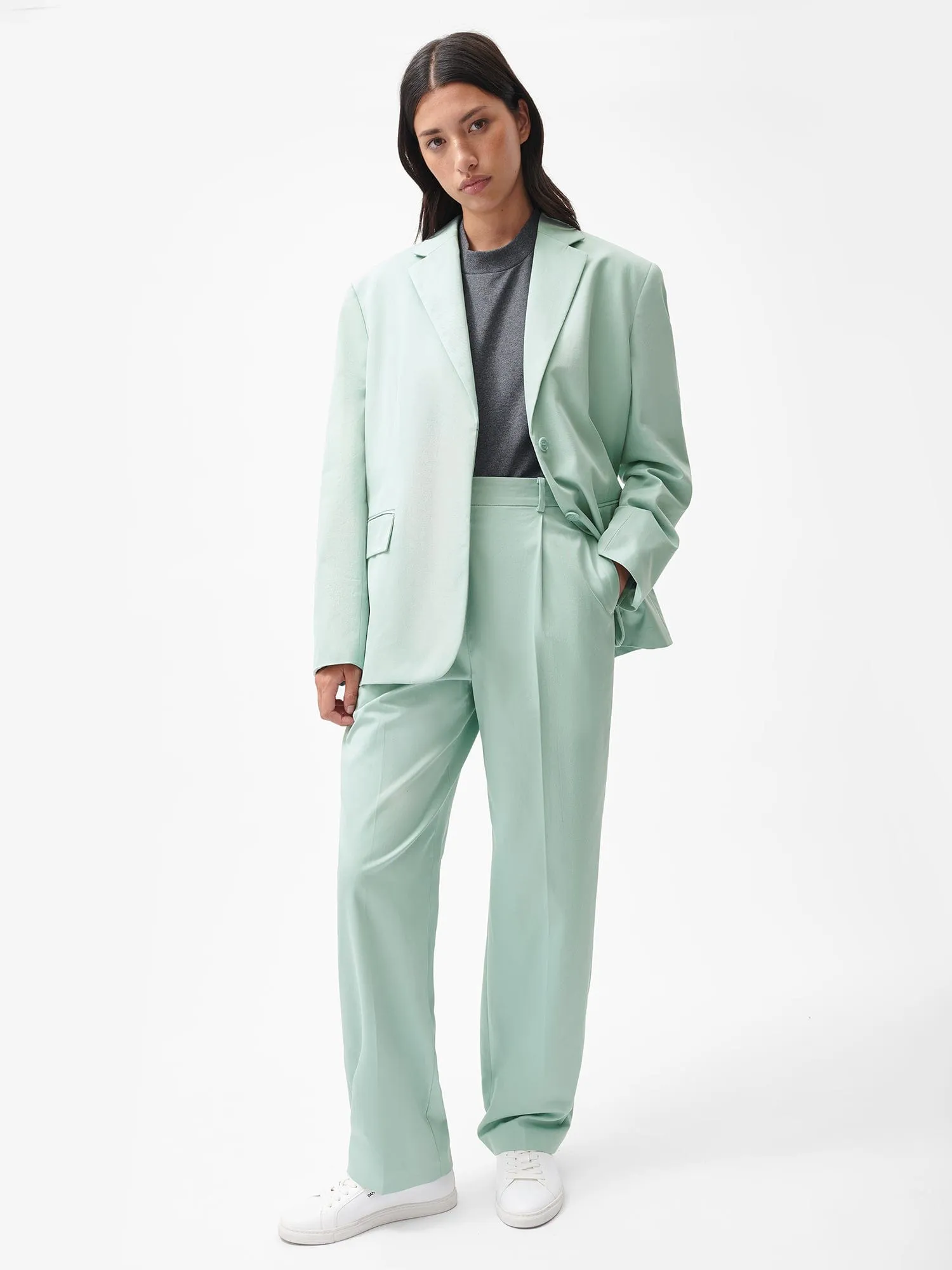 Women's Organic Cotton Tailored TrousersEucalyptus Blue