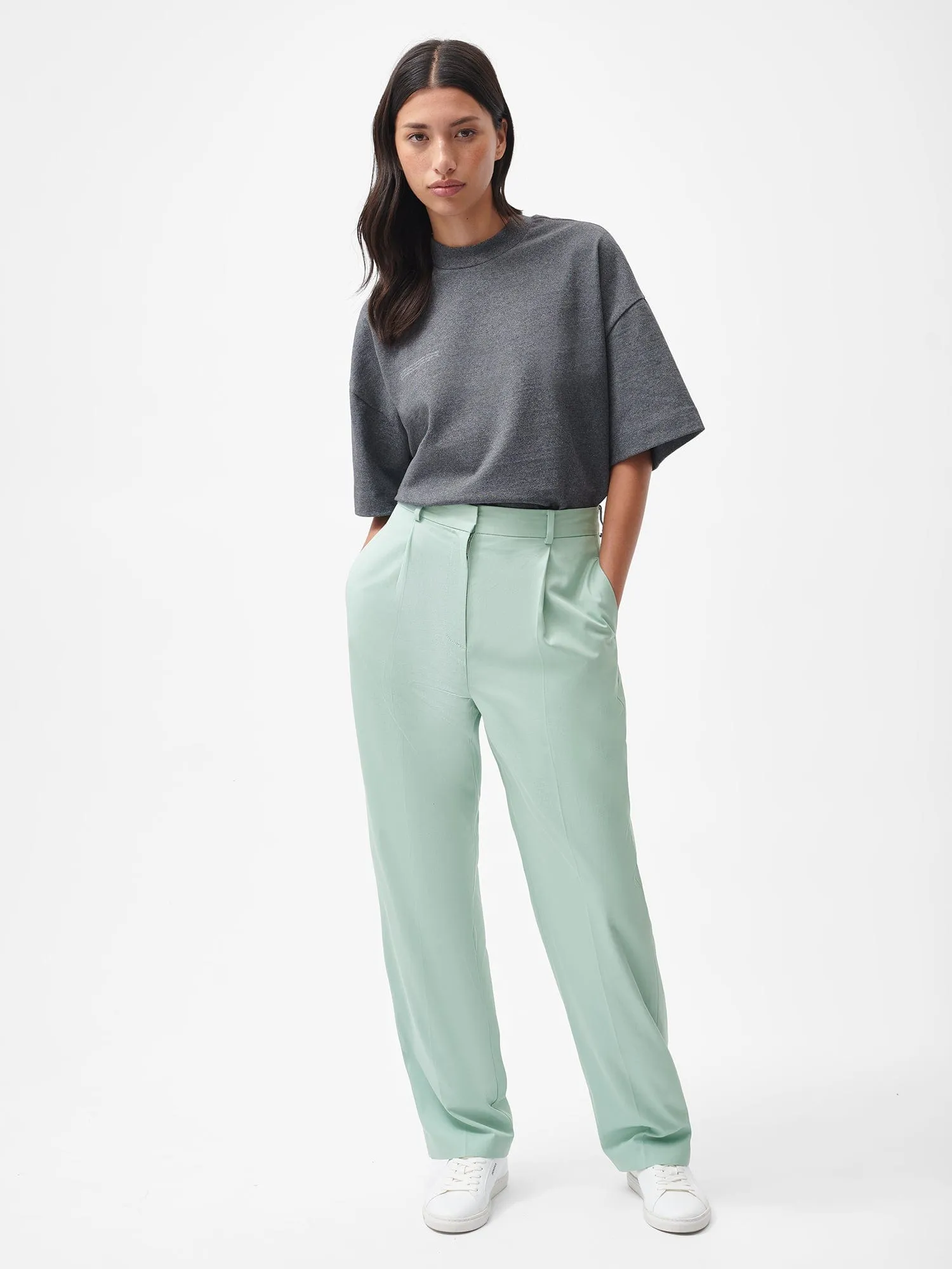 Women's Organic Cotton Tailored TrousersEucalyptus Blue